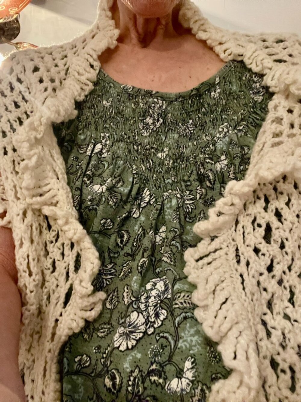 Off-White Crochet Shawl